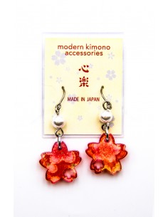 Japanese Handcrafted Sakura flower Lobe Pendant Earrings | Japan Primavera