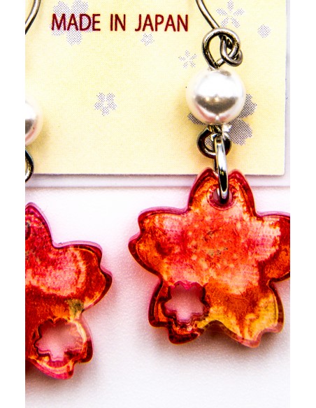 Japanese Handcrafted Sakura flower Lobe Pendant Earrings | Japan Primavera