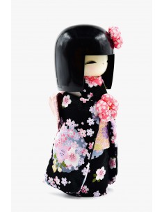 Japanische Kokeshi, dekorative Puppe - Kyobijin Schwarz | Japan Primavera 2
