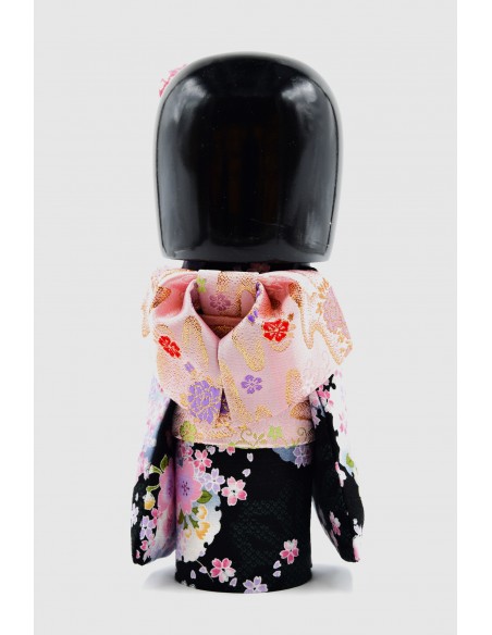 Kokeshi Giapponese Artigianale, bambola decorativa - Kyobijin Nera | Japan Primavera