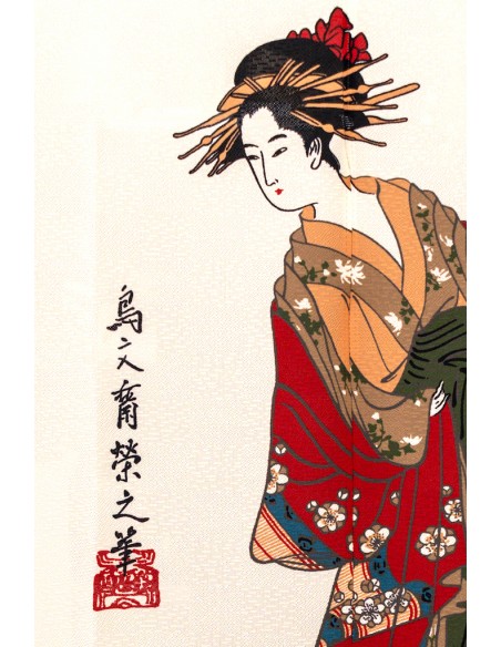 Japanisches Noren Vorhang(の れ ん) - Geisha mit rotem Kimono | Japan Primavera