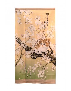 Tenda Noren Giapponese (のれん) - Posto per Gatti Primaverile | Japan Primavera