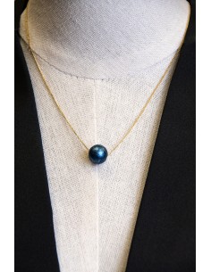 Japanisch handgefertigte Anhänger Halskette mit Indigo Baumwollperle | Japan Primavera