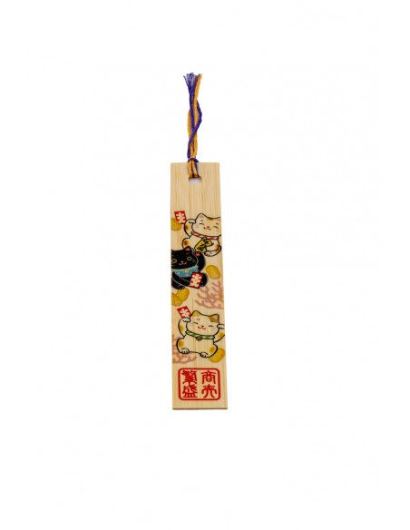 Japanisches Lesezeichen aus Holz - Maneki Neko | Japan Primavera