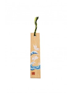Segnalibro Giapponese in legno - Onda e Conigli | Japan Primavera