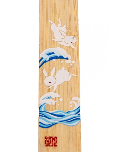 Segnalibro Giapponese in legno - Onda e Conigli | Japan Primavera