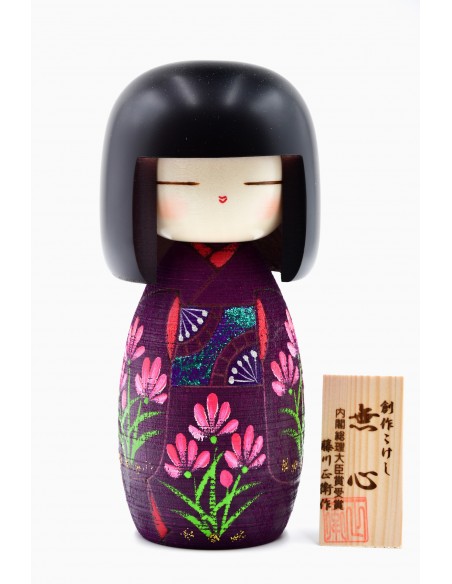 Japanese Kokeshi, decorative doll - Meditation Purple (Mushin) | Japan Primavera