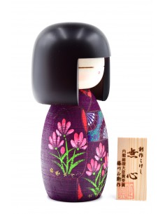 Japanische Kokeshi, dekorative Puppe - Lila Meditation (Mushin) | Japan Primavera 2