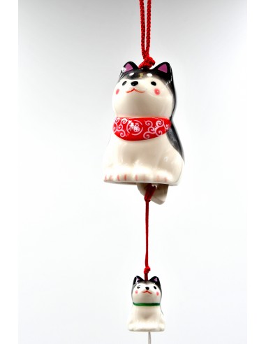 Japanese Furin wind Chime - Shiba Inu Black and White | Japan Primavera