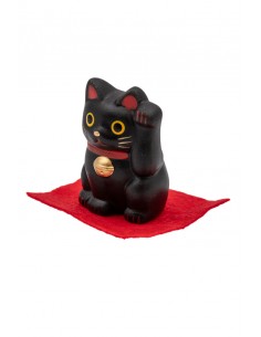 Black Maneki Neko, Japanese lucky charm - left paw raised | Japan Primavera 2