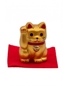 Maneki Neko Golden Color, Japanese lucky charm - right paw raised | Japan Primavera