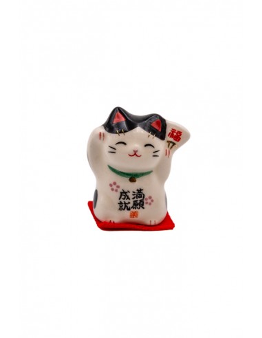 Maneki Neko Bianco-Nero, portafortuna Giapponese - zampa destra alzata | Japan Primavera