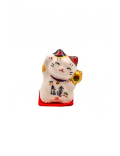 Calico Maneki Neko, japanischer Glücksbringer – rechte Pfote erhoben | Japan Primavera