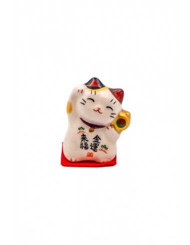 Calico Maneki Neko, japanischer Glücksbringer – rechte Pfote erhoben | Japan Primavera