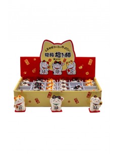 Calico Maneki Neko, japanischer Glücksbringer – rechte Pfote erhoben | Japan Primavera 2