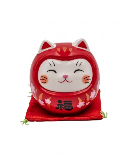 Daruma Katze, Japanische Glücksbringer - Spardose | Japan Primavera