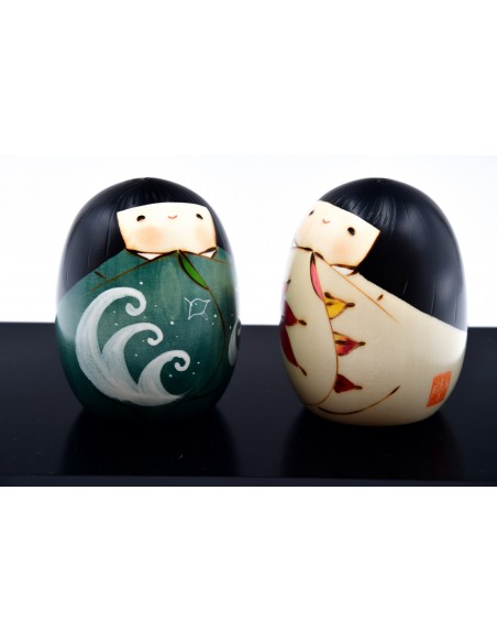 Kokeshi Giapponese, bambola decorativa - Poesia delle Quattro Stagioni (Shiki Set) | Japan Primavera