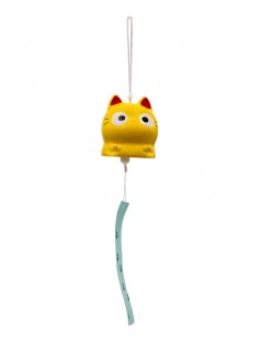 Japanisches Furin Windspiel - Gelbe Katze | Japan Primavera