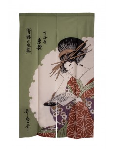 Tenda Noren Giapponese (のれん) - Geisha con il Kimono rosso | Japan Primavera