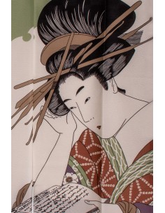 Tenda Noren Giapponese (のれん) - Geisha con il Kimono rosso | Japan Primavera 2