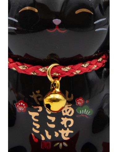 Maneki Neko Black - two paws raised | Japan Primavera