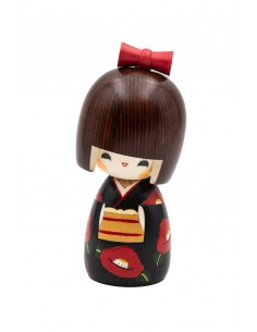 Japanese Kokeshi, decorative doll - Camellia flower (Hanatsubaki) | Japan Primavera