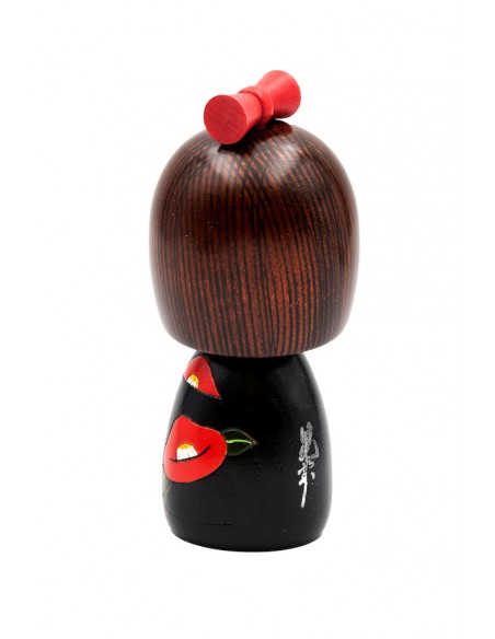 Japanische Kokeshi, dekorative Puppe - Kamelienblüte (Hanatsubaki) | Japan Primavera