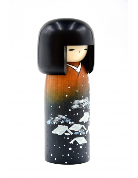 Japanese Kokeshi, decorative doll - Scene under the Snow (Yukigesho) | Japan Primavera