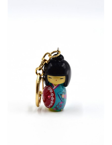 Schlüsselring kokeshi - Blauer Regenschirm | Japan Primavera