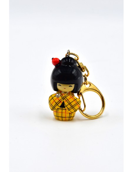 Schlüsselring kokeshi mit Gelber Kimono | Japan Primavera