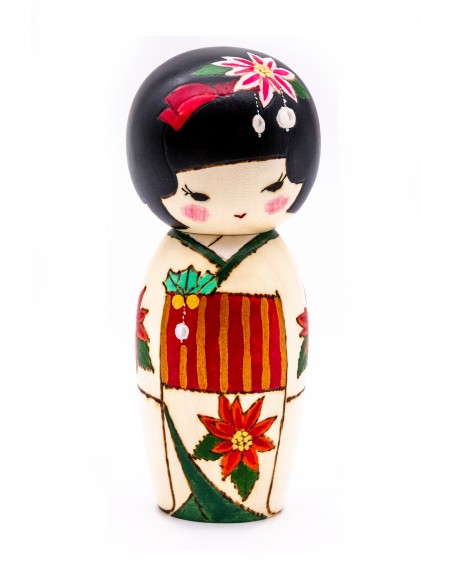 Japanische Kokeshi, dekorative Puppe - Weihnachten (Kurisumasu) | Japan Primavera
