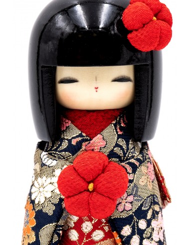 Kokeshi Giapponese, bambola decorativa - Kyo Bijin Blu Scuro Elegante S | Japan Primavera
