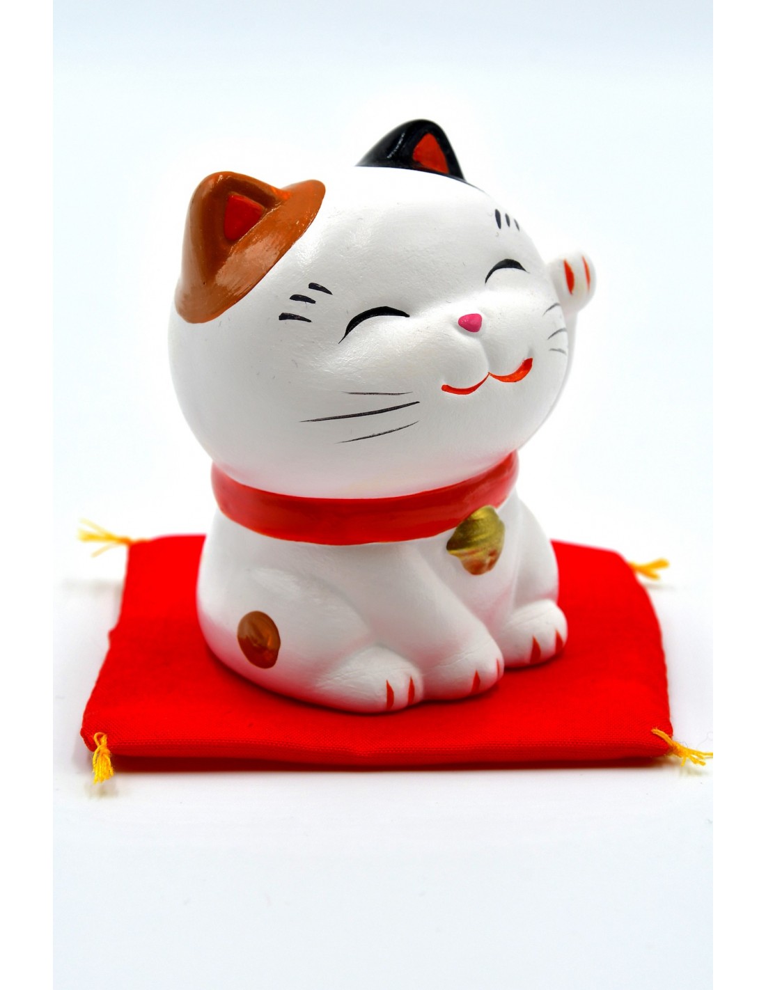 6616 Japanease Lucky Cat TokonameManeki Neko White Left hand 95/85/130 190g 