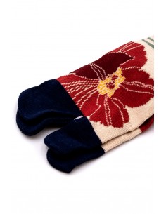 Japanese socks Tabi (Big-Toe) - Red Peony | Japan Primavera 2