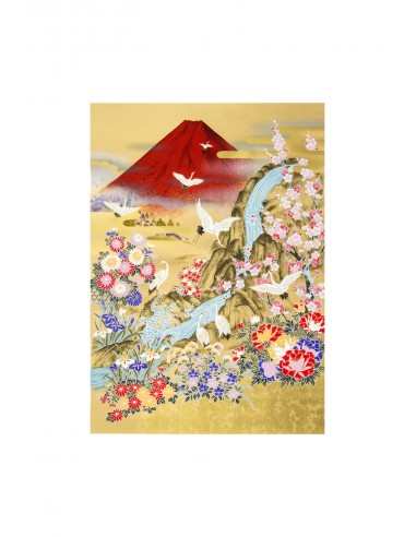 Stampa giapponese Yuzenshi - Monte Fuji e Airone | Japan Primavera