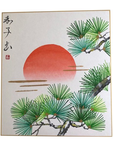 Painted on Japanese Shikishi paper -...