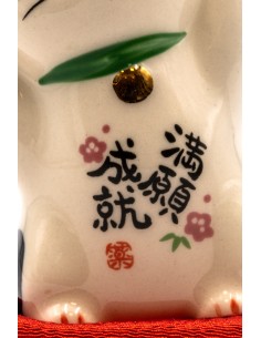 Maneki Neko Bianco e Nero, portafortuna Giapponese - due zampe alzate 2