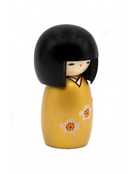 Kokeshi Giapponese, bambola decorativa - Fioritura Dorata (Kaika) | Japan Primavera