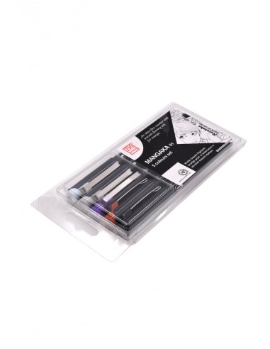 Kuretake Japanischer Manga Stift Schwarz - Packung mit 5 farbenfrohen Mangaka (Größe 01)