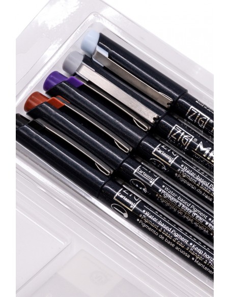 Kuretake Japanischer Manga Stift Schwarz - Packung mit 5 farbenfrohen Mangaka (Größe 01)