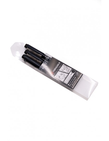 Kuretake Japanese Manga Pen Black - pack of 3 pens with tips of various sizes