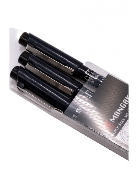 Kuretake Japanese Manga Pen Black - pack of 3 pens with tips of various sizes
