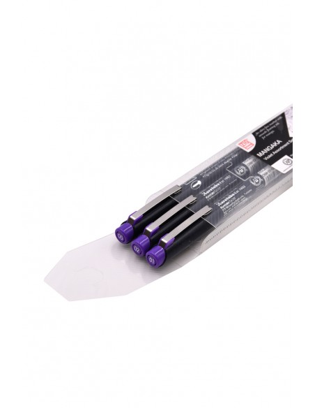Penna Manga Giapponese Kuretake Viola - confezione di 3 penne con punte di varie dimensioni