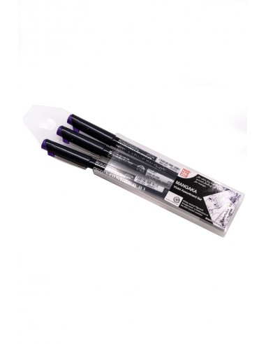 Penna Manga Giapponese Kuretake Viola - confezione di 3 penne con punte di varie dimensioni