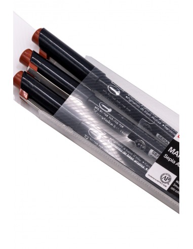 Kuretake Japanischer Manga Stift Sepia - Verpackung mit 3 Stiften mit Spitzen in verschiedenen Größen
