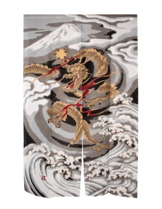 Japanisches Noren Vorhang(の れ ん) - Fünfklauiger goldener Drache | Japan Primavera
