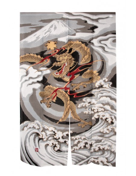 Japanese Noren Curtain (の れ ん) - Five clawed Golden dragon | Japan Primavera