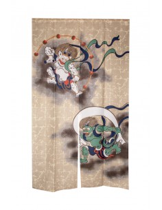 Japanisches Noren Vorhang(の れ ん) - Gott des Windes und des Donners, Furin Raijin | Japan Primavera