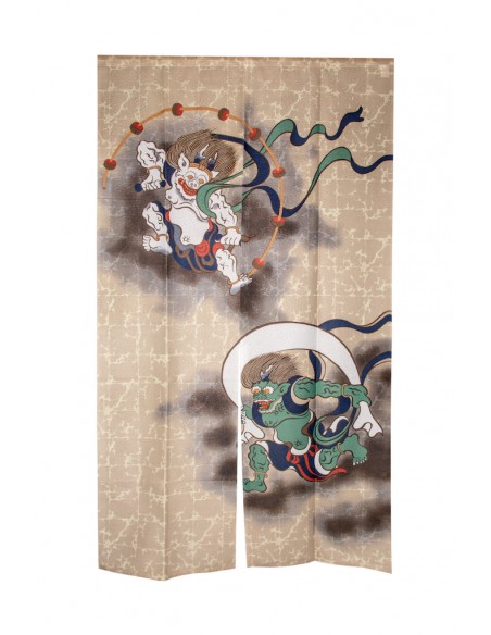 Japanisches Noren Vorhang(の れ ん) - Gott des Windes und des Donners, Furin Raijin | Japan Primavera
