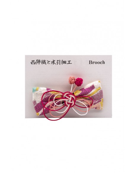 Japanese Mizuhiki brooch in Nishijin fabric | Japan Primavera